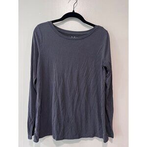 Loft Gray Long Sleeve Ruffled‎ Womens Top Size S